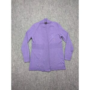 Talbots Womens Cardigan Small Merino Wool Knit Open‎ Front Purple Timeless Layer